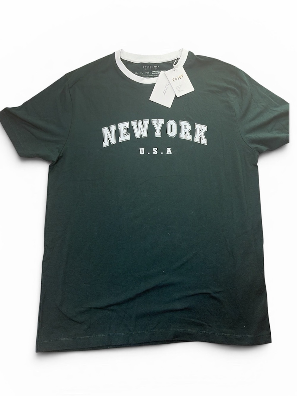 NWT CACTUS MAN New York USA Short-Sleeve Crewneck T-Shirt - Dark Green L